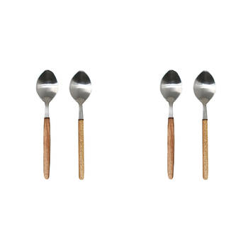 2x 2pc NF Living Serving Spoons Set with Handles 13x2.5cm Brown