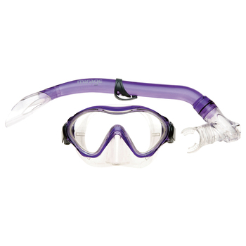 2pc Mirage Goby Kids Junior Silitex Mask & Snorkel Set Purple