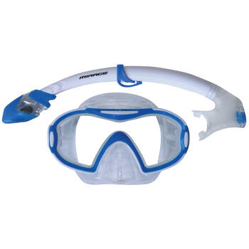2pc Mirage Horizon Dry Top Snorkelling Mask & Snorkels Set Blue