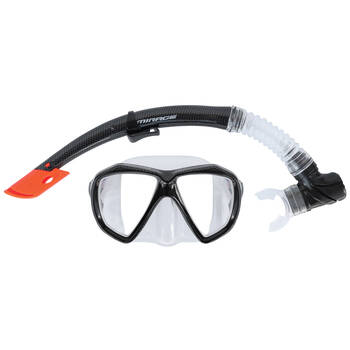 2pc Mirage Carbon Snorkelling/Swimming Mask & Snorkels Set Clear