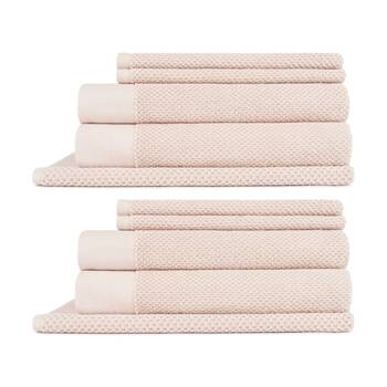 2x 5pc 550GSM Sheraton Luxury Cotton Bathroom Marlon Towel Set Blush