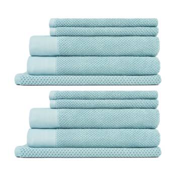 2x 5pc 550GSM Sheraton Luxury Cotton Bathroom Marlon Towel Set Blue Stone