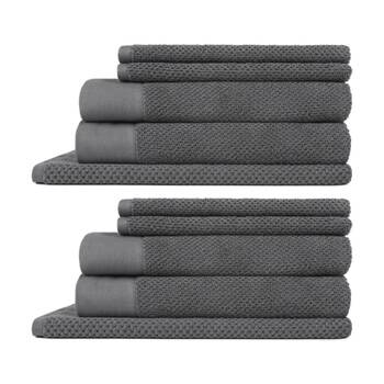 2x 5pc 550GSM Sheraton Luxury Cotton Bathroom Marlon Towel Set Charcoal