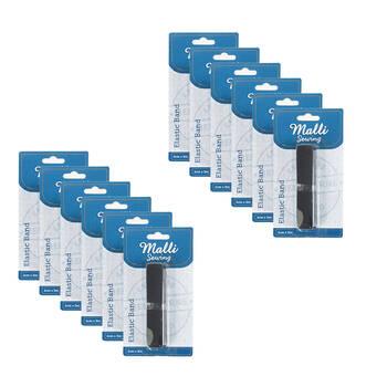 12PK Malli Braided Flat Elastic Band Tape 2cm x 3m - Assorted