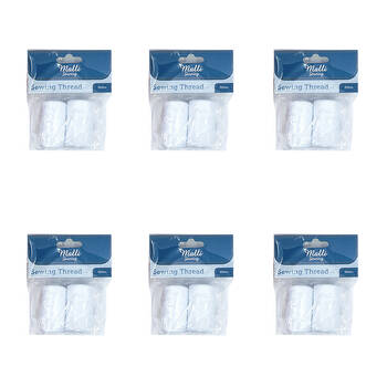 6PK Malli Sewing Thread Spool Hand Sewing Thread 500M - White