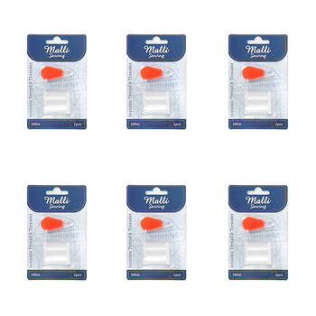 6PK Malli Sewing Invisible Nylon Thread w/ Threader 100m - Clear