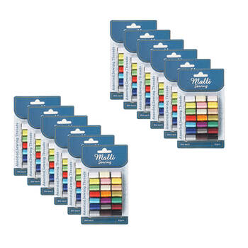 12PK Malli Sewing Durable Craft & Garment Threads - Assorted