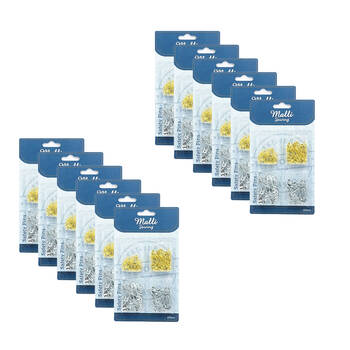 12x 125pc Malli Sewing Assorted Dressmaker Safety Pins - Silver/Gold
