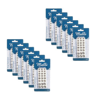 12x 24pc Malli Sewing Metal Snap Fasteners Assorted Sizes - Silver