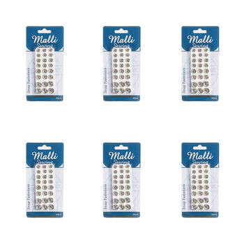 6x 24pc Malli Sewing Metal Snap Fasteners Assorted Sizes - Silver
