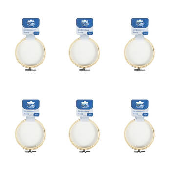 6PK Malli Sewing Round Wooden Embroidery Hoop 10cm - Brown