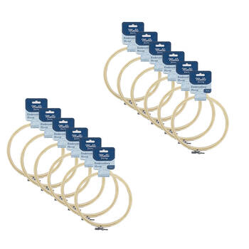 12PK Malli Sewing Round Wooden Embroidery Hoop 15cm - Brown