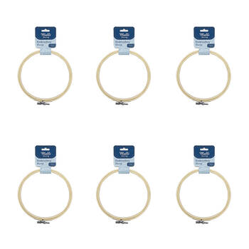 6PK Malli Sewing Round Wooden Embroidery Hoop 15cm - Brown
