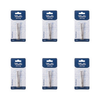 6x 2pc Malli Sewing Metal Fabric Threading Bodkins 8cm - Silver
