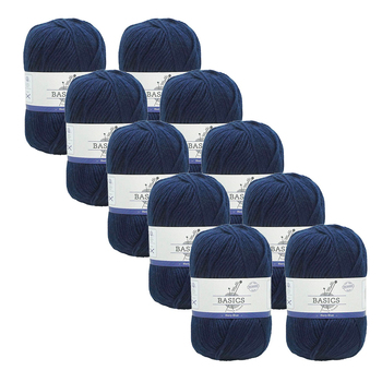 10PK Malli Super Blend Basic 100g Acrylic/Polyester Yarn - Navy Blue