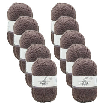 10PK Malli Super Blend Basic Knitting Crochet Yarn 8ply 100g Chocolate Brown