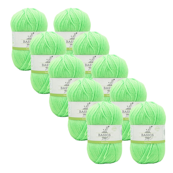 10PK Malli Super Blend Basic 100g Acrylic/Polyester Yarn - Flouro Green