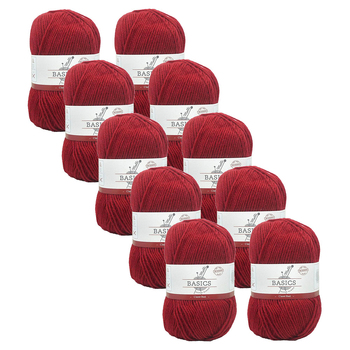 10PK Malli Super Blend Basic 100g Acrylic/Polyester Yarn - Claret Red