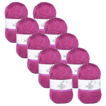 10PK Malli Super Blend Basic 100g Acrylic/Polyester Yarn - Fig Pink