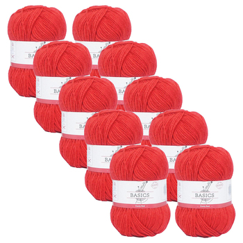 10PK Malli Super Blend Basic 100g Acrylic/Polyester Yarn - Footy Red