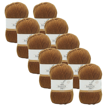 10PK Malli Super Blend Basic 100g Acrylic/Polyester Yarn - Footy Brown