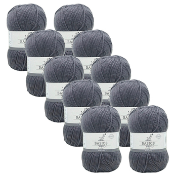 10x Malli Blend Basic 100g Acrylic/Poly Yarn Knitting/Crochet Footy Grey