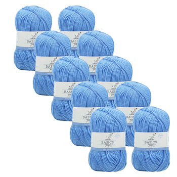 10x Malli Blend Basic 100g Acrylic/Poly Yarn Knitting Footy Light Blue