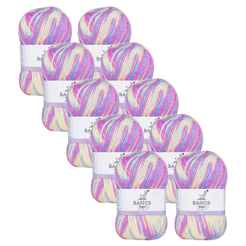 10x Malli Blend Basic Multi Colour 100g Acrylic/Poly Yarn Knitting Plush