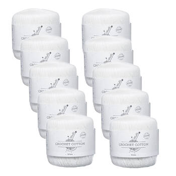 10PK Malli Super Strength 100% Cotton Crochet Knitting Yarn 3ply 50g White