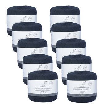 10PK Malli Super Strength 100% Cotton Crochet Knitting Yarn 3ply 50g Black