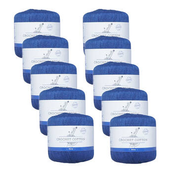 10PK Malli Super Strength 100% Cotton Crochet Knitting Yarn 3ply 50g Navy