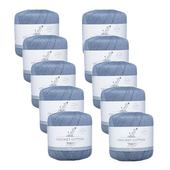 10PK Malli Super Strength 100% Cotton Crochet Knitting Yarn 3ply 50g Grey