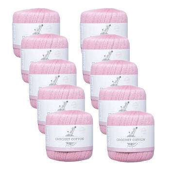10PK Malli Super Strength 100% Cotton Crochet Knitting Yarn 3ply 50g Baby Pink