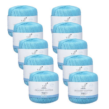10PK Malli Super Strength 100% Cotton Crochet Knitting Yarn 3ply 50g Blue Topaz