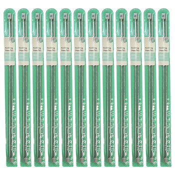 12PK Malli 35cm Stainless Steel 4mm Knitting Needles - Grey