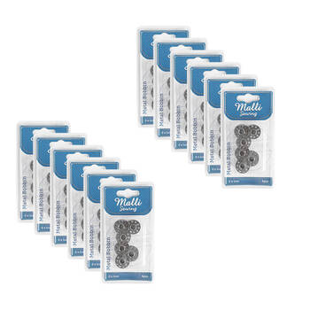 12x 6pc Malli Sewing Metal Compact Sewing Bobbins 2cm - Grey