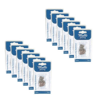 12PK Malli Sewing 8-Sets Metal Hook & Bar Fasteners 19mm - Silver