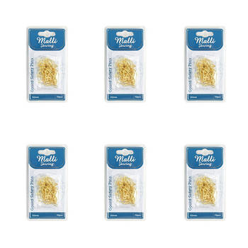 6x 70pc Malli Sewing Metal Gourd Safety Pins 22mm - Assorted