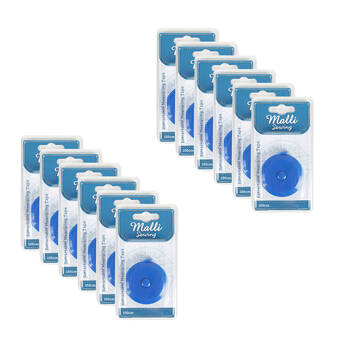 12PK Malli Sewing Retractable Inches & cm Measuring Tape 150cm - Blue