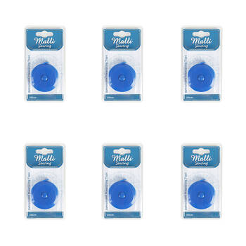 6PK Malli Sewing Retractable Inches & cm Measuring Tape 150cm - Blue