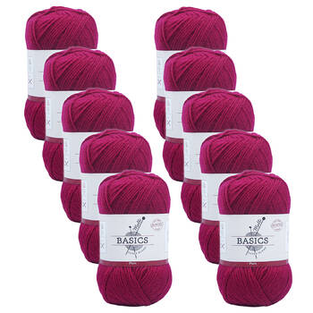 10PK Malli Super Blend Basic Crochet Knitting Yarn 8ply 100g 16x9cm Plum