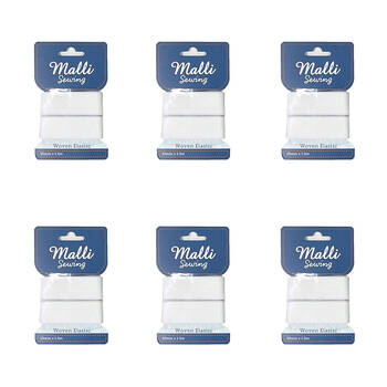 6PK Malli Sewing Soft Elastic Band Cord 30mm x 1M - Assorted