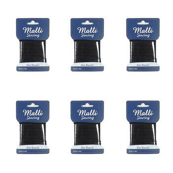 6PK Malli Sewing Round Hat Polyester/Latex Elastic Cord/String 2mm x 4M Assorted