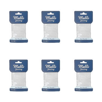 6PK Malli Sewing Round Hat Polyester/Latex Elastic Cord/String 3mm x 3M Assorted