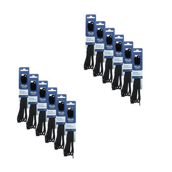12PK Malli Sewing Round Replacement Shoelaces 120cm - Black