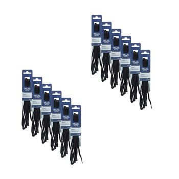 12PK Malli Sewing Oval Replacement Shoelaces 120cm - Black