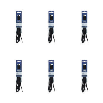 6PK Malli Sewing Oval Replacement Shoelaces 120cm - Black