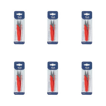 6PK Malli Sewing Steel/Plastic Thread Snipping Scissors 11cm - Assorted