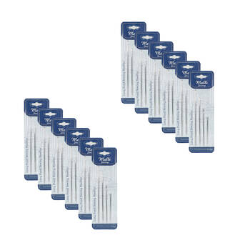 12x 4pc Malli Sewing Steel Long Hand Sewing Needles 75mm Silver - Assorted