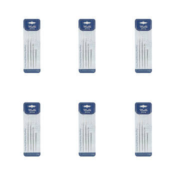 6x 4pc Malli Sewing Steel Long Hand Sewing Needles 75mm Silver - Assorted